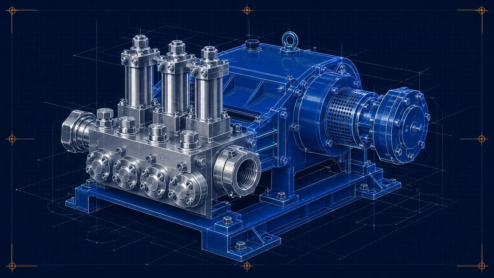 Illustrative technical pump blueprint