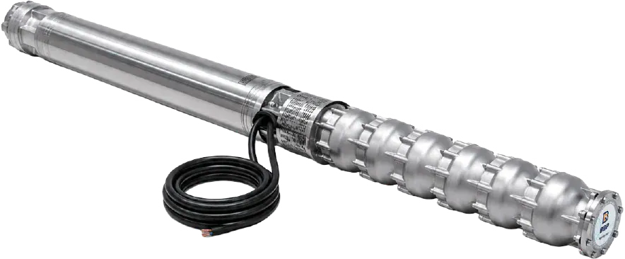 Deep-well submersible pump and motor with power cable