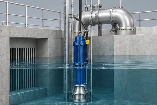 Submersible Axial-Flow Pump: illustrative installation and drive arrangement