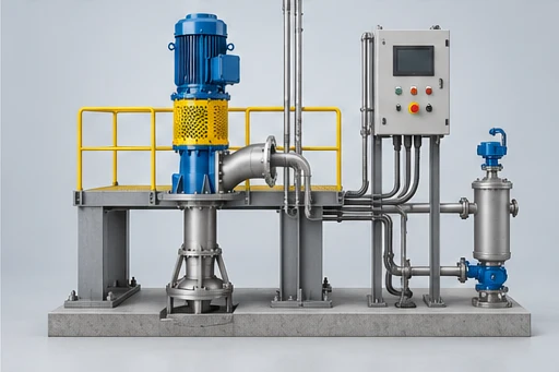 Installation & controls illustration for Vertical Axial-Flow Pump