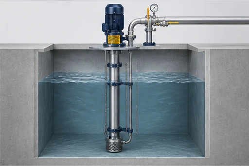 Vertical Sump Chemical Pump: illustrative installation and drive arrangement