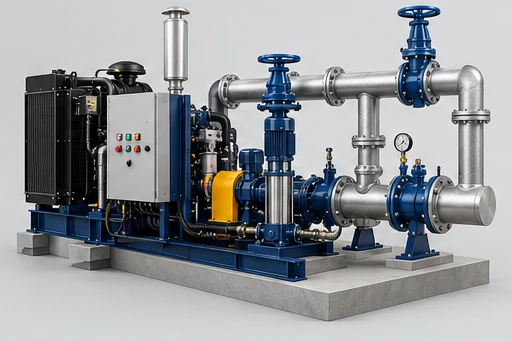 Diesel Fire Pump with Jockey Pump: illustrative installation and drive arrangement