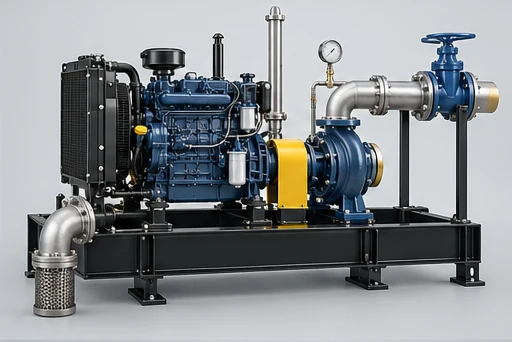 Diesel Engine Pump Set: illustrative installation and drive arrangement