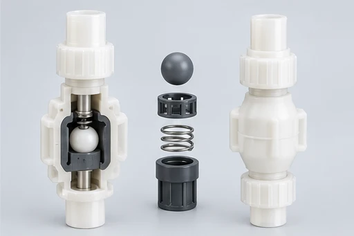 Inlet & discharge valves concept for Solenoid Diaphragm Metering Pump