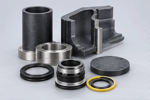 Packaged Sewer Lift Station: illustrative wetted materials and sealing components