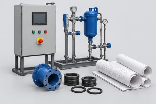 Installation & controls illustration for Horizontal Mixed-Flow Pump