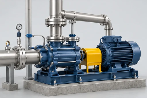 Horizontal Multistage Petrochemical Pump: illustrative installation and drive arrangement