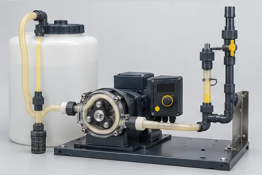 Peristaltic Metering Pump: illustrative installation and drive arrangement