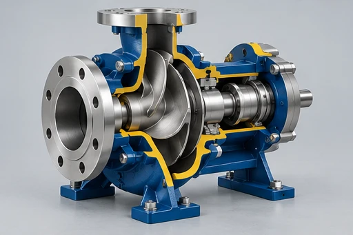 Horizontal Pipeline Pump: illustrative pump assembly and construction