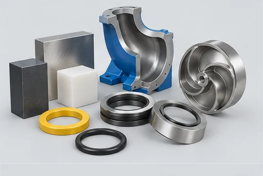 Petrochemical Process Pump: illustrative wetted materials and sealing components