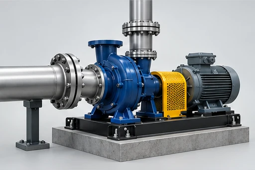 Pulp Pump: illustrative installation and drive arrangement