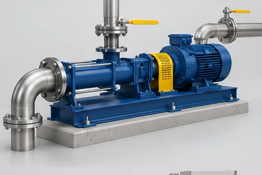Progressive Cavity Pump (Single-Screw): illustrative installation and drive arrangement