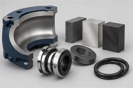 Submersible Sewage Pump: illustrative wetted materials and sealing components