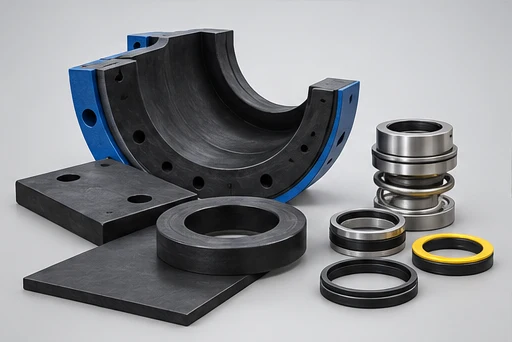 Rubber-Lined Slurry Pump: illustrative wear materials and shaft-seal components