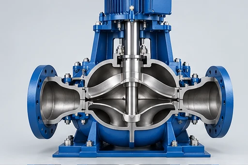 Vertical Split-Case Pump: illustrative pump assembly and construction