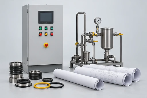 Installation & controls illustration for Vertical Split-Case Pump