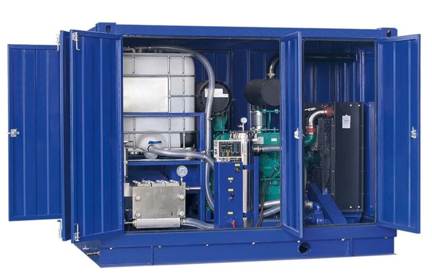 Original enclosed pump package with tank and drive equipment