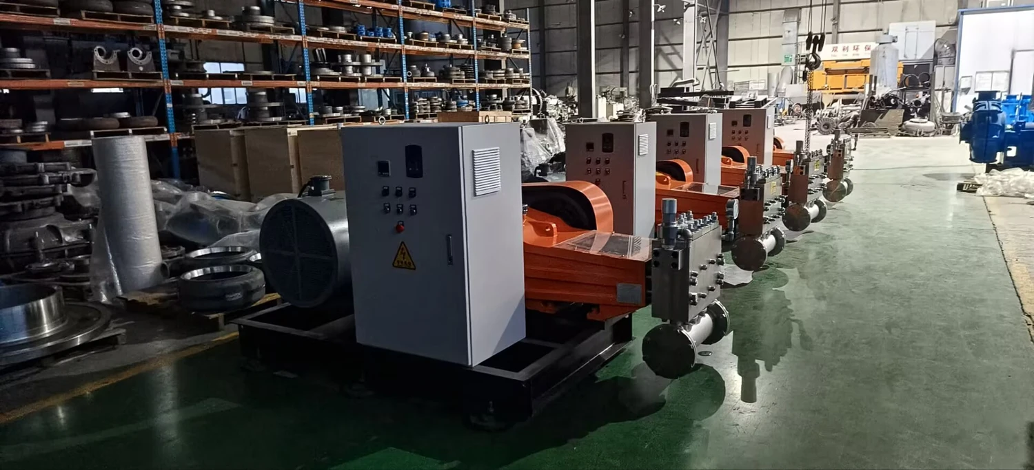 Pump assemblies and control cabinets arranged in the original workshop photograph