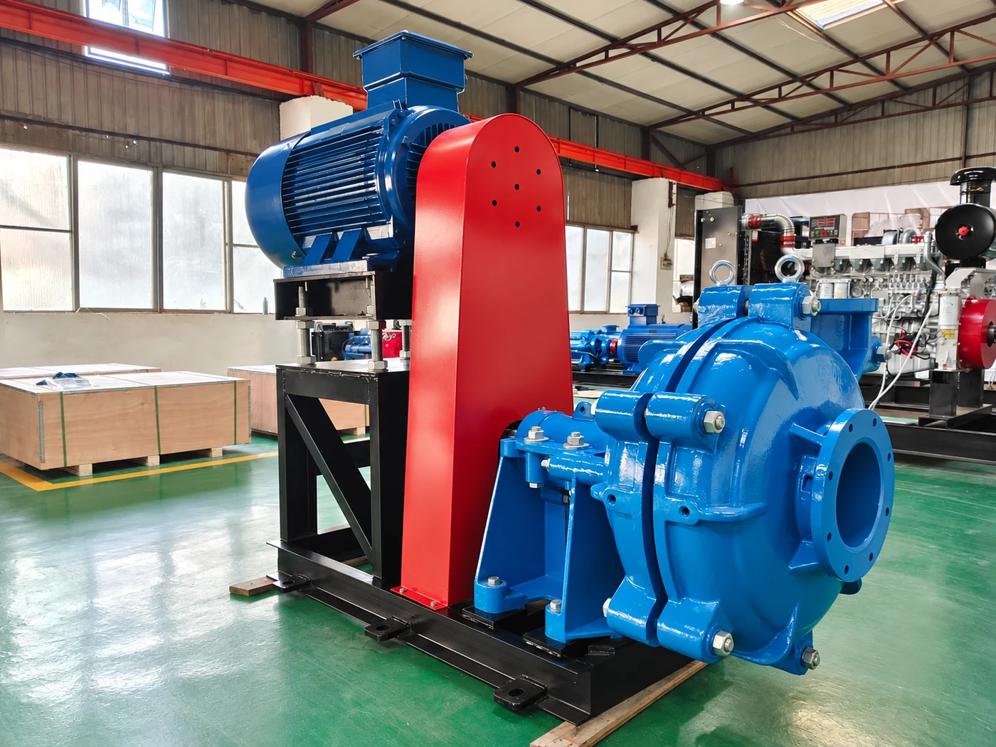 Illustration of horizontal slurry-pump belt-drive assembly