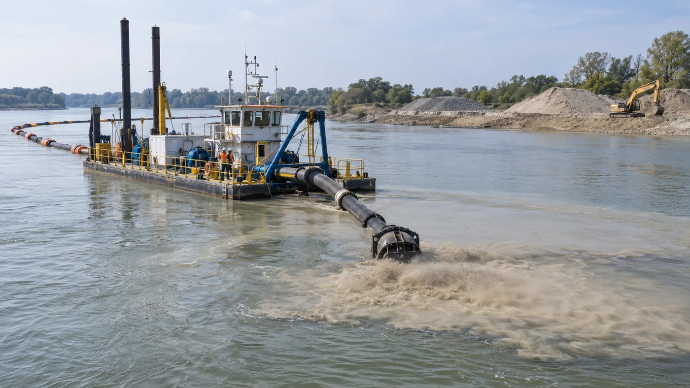 AI-generated river-dredging application scene
