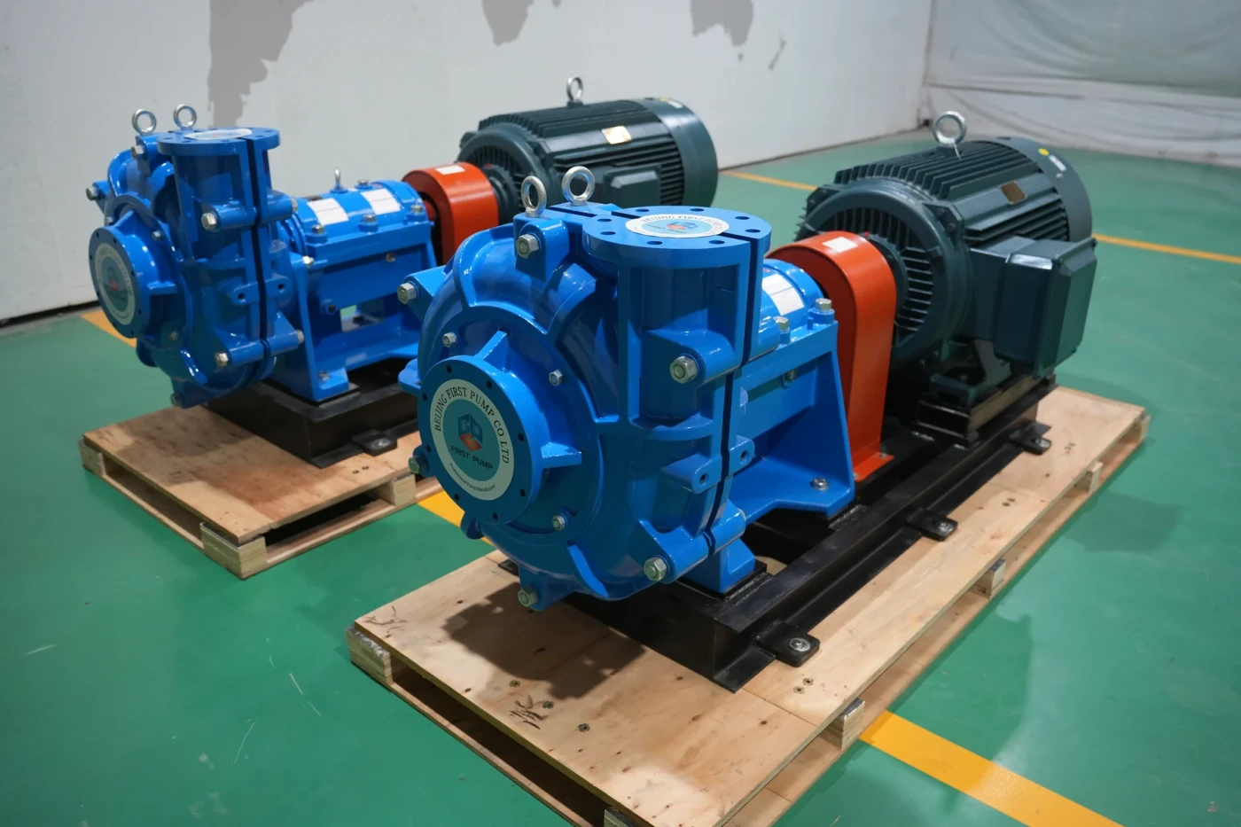 AZ horizontal slurry pump set photographed in the workshop